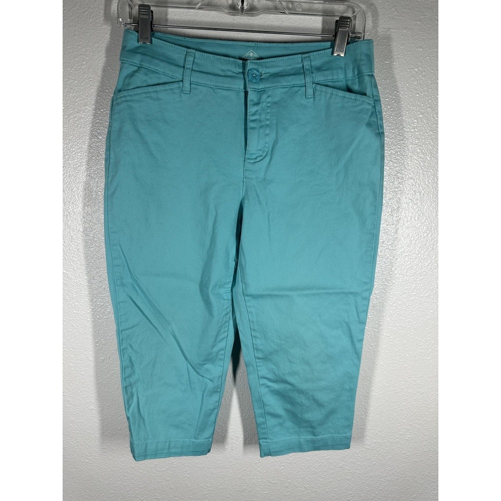 St. John's Bay Capri Pants Womens 4 Blue Chino Stretch Twill Cropped Casual